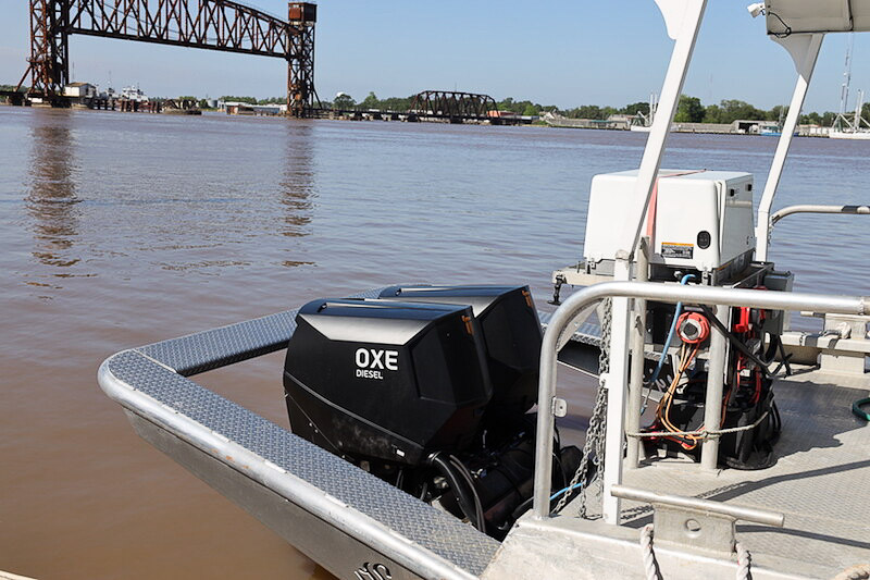 Twin OXE Diesel outboards on the Atchafalaya River